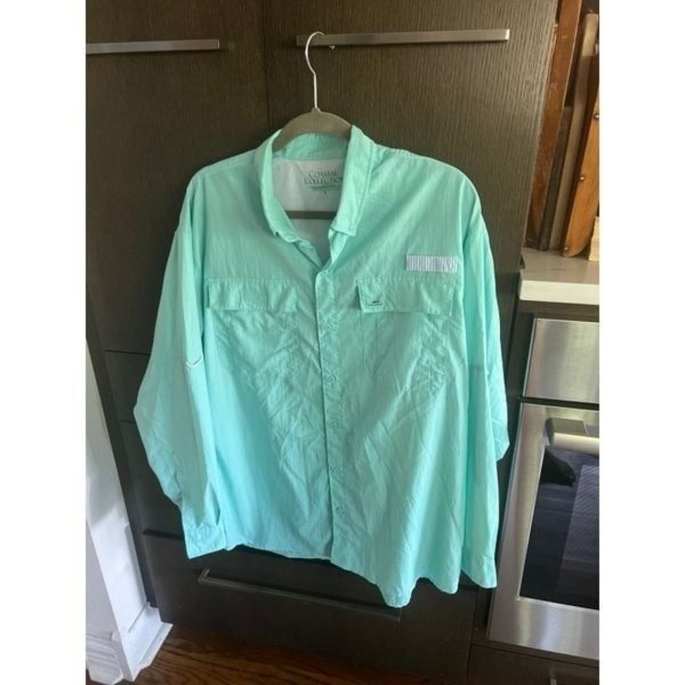 Coastal collection fishing vented long sleeve shirt men's large